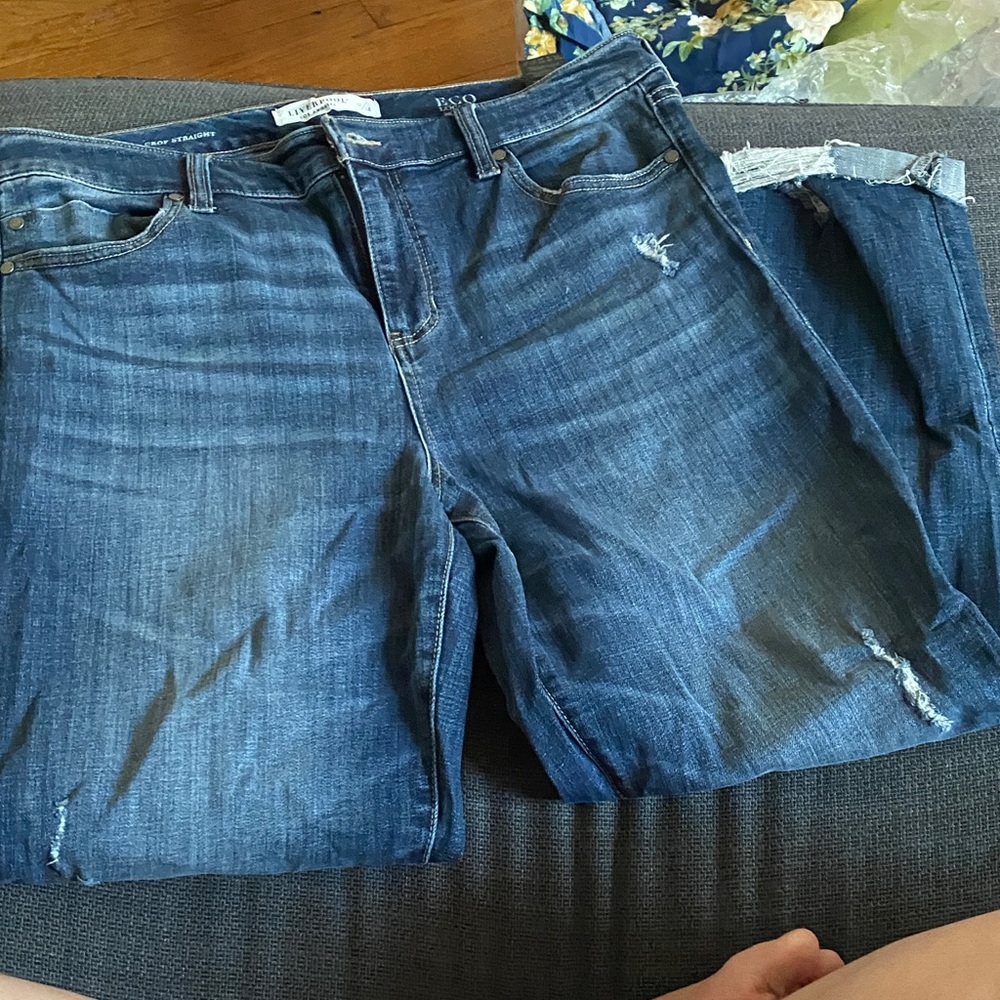 Liverpool cropped straight Blue Jeans